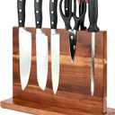 Magnetic Knife Block Double Sided Magnetic Knife Holder Rack with Strong Enhanced Magnets Acacia Wood Magnetic Knife Storage Stand