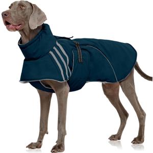 FUAMEY Dog Cold Weather Coats,Dog Winter Jackets for Large Dogs Warm Dogs Coat with Reflective Strips Waterproof Pet Snowsuit Thick Paded Pets Vest for Labrador Golden Retriever Blue 2XL