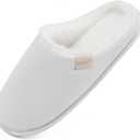 ONCAI Women's House Slippers, Cushion Memory Foam Waffle Upper Home Comfortable Warm Winter Cozy Soft Lightweight Indoor Best House Shoes Non-slip Rubber Sole US Size 5-11 (White)