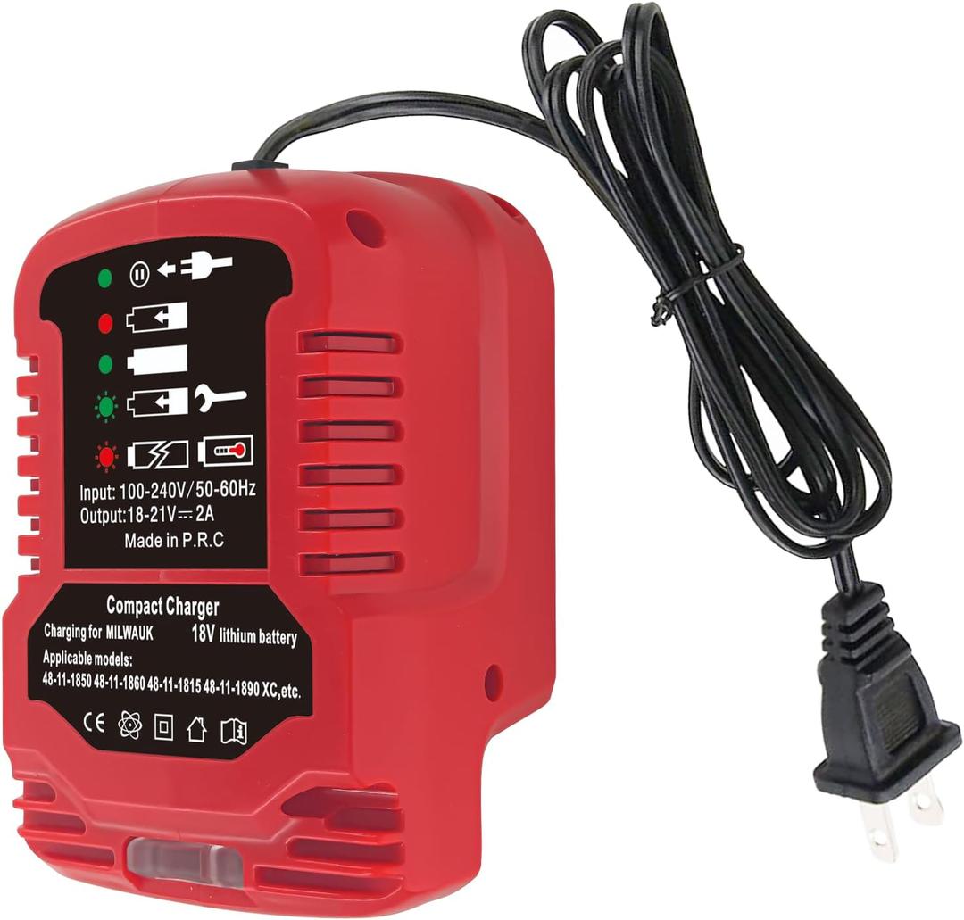 Portable Charger Replacement for Milwaukee Charger M18, Compatible with Milwaukee Battery Charger M18 18V Lithium-ion Batteries 48-11-1862, 48-11-1880, 48-11-1850, 48-11-1852, 48-11-1812