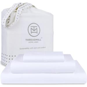 Threadmill Luxury 800 Thread Count 100% Cotton Sheets - Sateen Weave Twin XL Bed-Sheets, Better Than Egyptian Cotton,3 Pc Solid Bedding Set (Hotel White), Fits 15" Deep Pocket