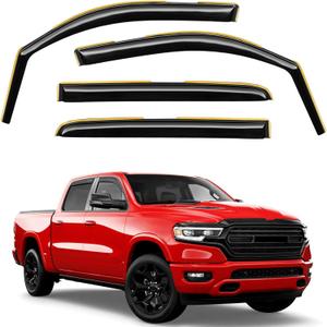 in-Channel Window Rain Guards Fit for Dodge RAM 1500 (New Body Style Includes TRX) 2019-2025 Crew Cab Extra Durable Window Deflectors Vent Shades Visors Exterior Car Accessories- 4 pcs