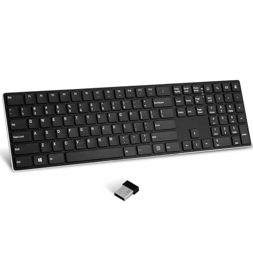 TIETI K01R Wireless Keyboard, 2.4G Slim and Compact Wireless Keyboard with Numeric Keypad, Long Battery Life, Lag-Free for PC Laptop Computer Windows, Black