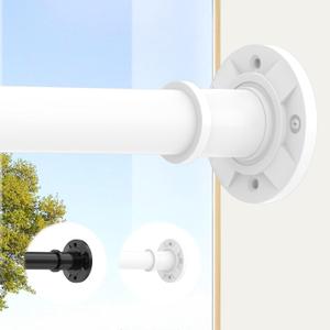 Outdoor Curtain Rod 31-144 inch Adjustable Long Spring White Shower Tension Curtain Rod Extra Long Outdoor Rods for Patio Bathroom Windows No Drilling, No Rust