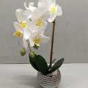Fake Flowers with Vase, Large Orchids Artificial Flowers in Silver Pot Fake Orchid Fake Plant in Pots Artificial Flowers for Home Decor Indoor Table Centerpiece Bathroom Decoration