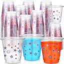 Jingmore 100 Pcs 3 oz Labor Day Shot Cups Americana Stars Plastic Party Glasses Red Blue White Patriotic Disposable Drinking Cups for Memorial Flag Veteran Independence Day Party & Events