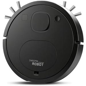 Robotic Vacuum Cleaner, Robot Vacuum and Mop Robot Vacuum Small Low-Noise, Tangle-Free Suction,Obstacle Avoidance,Ideal for Hard Floor, (Black)