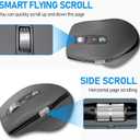 INFINMIND Wireless Side Scroll Mouse with Multi-Device, Ergonomic Computer Mice with Smart Flying Scroll, Quiet Click, 4-Level DPI for Computer, Laptop, iPad, Tablet, MacBook (Grey)