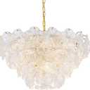 Modern 9-Light Glass Flower Chandelier for Dining Room, 24in