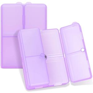 FYY Daily Pill Organizer,7 Compartments Portable Pill Case Travel Pill Organizer,[Folding Design] Large Pill Box for Purse Pocket to Hold Vitamins,Cod Liver Oil,Supplements and Medication-Clear Purple