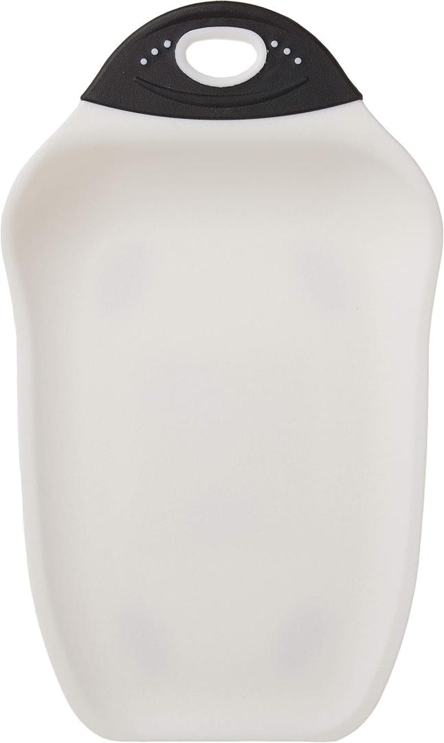 Dexas Chop & Scoop Cutting Board, Small 6.5 by 10.5 inches, White with Black Handle