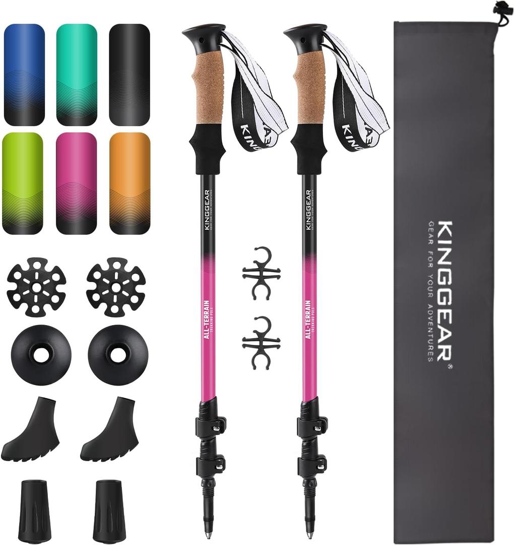 Trekking Poles 7075 Aluminum Lightweight Hiking Sticks, 54", Pink