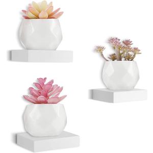 HAO Small Floating Shelf 6 inch Wall Mounted Mini Hanging Display Shelves for Living Room Bedroom Bathroom Set of 3 White