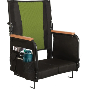 Extra Wide Stadium Seats with Back Support, Comfy Bleacher Chairs with Back Cushion, Cup Holders, and Storage Pockets, Foldable and Portable Bleacher Seat with Armrests