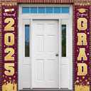 2025 Graduation Party Decorations - Maroon Gold Class of 2025 Congrats Grad Porch Sign Banner Hanging Flag Graduation Party Supplies for School College Classroom Decor