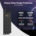 CCCEI Magnetic Heavy Duty Power Strip Surge Protector 20Amp, 12 Gauge High Amp Extension Outlets, Garage Wall Mount 8 Plug Metal Power Strip. 15FT, Black, 5-15P Adapter 6-20R T-Slot 20a for Appliance