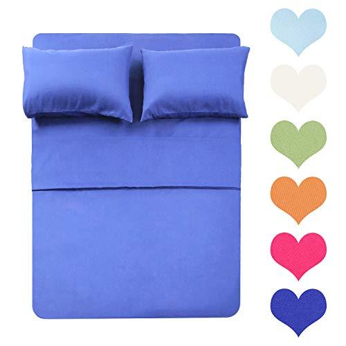 Best Season 400 Thread Count Cotton Queen Size Sheet Set (Blue Color) 4 Piece - 100% Long Staple Cotton Sheets Set, Soft Cotton Bed Sheets Sets with Deep Pocket fit Upto 16”