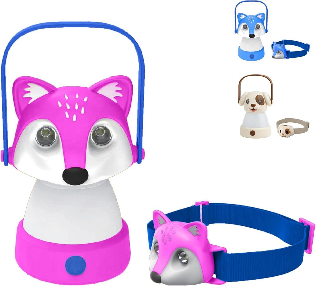 Kids Camping Essentials  LED Kids Lantern and Rechargeable Kids Headlamp Set | Multiple Purposes Kids Nightlight/Flashlight Toys Holiday, Halloween N Birthday Gifts for Toddlers