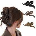 3PCS Jumbo Hair Clips for Thick Hair 5 Inch Large Fancy Wave Big Claw Clips Sets No Slip Black,Brown,Coffee