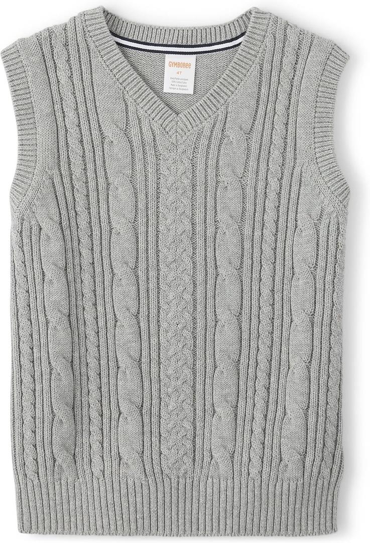 Gymboree Boys and Toddler V-Neck Cable Knit Sweater Vest (10, Smoke Gray)