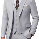 Men's 3 Piece Slim Fit Suit Set, Jacket Vest and Pants for Men (Gray, 5XL)