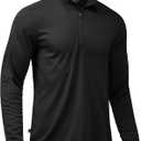 Obla Golf Quarter Zip Pullover for Men Mock Neck Sweatshirt Lightweight Sun Protection Men's Long Sleeve Golf Shirt (Black, M)