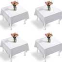 Entisn 4 Pack White Satin Tablecloth 54 x 54 Inches Table Cloth, Square Silky Tablecloth Smooth Table Cover Decoration for Wedding Party Holiday Dinner