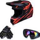 Motorcycle Helmet, Powersports Motorcycle Man Woman Adult ATV MX Helmet, DOT Certification Standard, Four Seasons, A, S