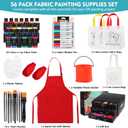 Colorful Kids Fabric Paint Art Kit - Including 12 Fabric Markers, 26 Fabric Paints, Fabric Tote Canvas Bags, Paint Brushes, and Apron Set in a Box  Inspire Imagination and Family Bonding