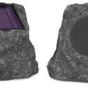 it.innovative technology Outdoor Rock Speaker Pair - Wireless Bluetooth , for Garden, Patio, Waterproof, Built for all Seasons & Solar Powered with Rechargeable Battery, Music Streaming - Charcoal