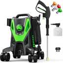 Electric Pressure Washer 4800 PSI 3.0 GPM High Power Washer with Anti-Tipping, 35FT Power Cord, Cleaning Machine with Foam Cannon for Cars Fences Driveways Patios Home Cleaning Green