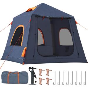 Inflatable Tents for Camping,Easy Blow Up Tent with Hand Pump,4 Seasons Waterproof Air Inflatable Camping Tent House for Family Weekend Camping (2-3 Person/Grey)