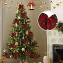 2 x 12 Pcs Bows 6 Inch, Christmas Tree Decorations Xmas Garland Ties, Gift Package Party Wedding Bow Ornaments (Red)