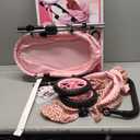 Bayer Trendy Baby Doll Pram Stroller with Accessories, Pink Animal Print, Adjustable Handle, Foldable Design, for Kids Ages 3+