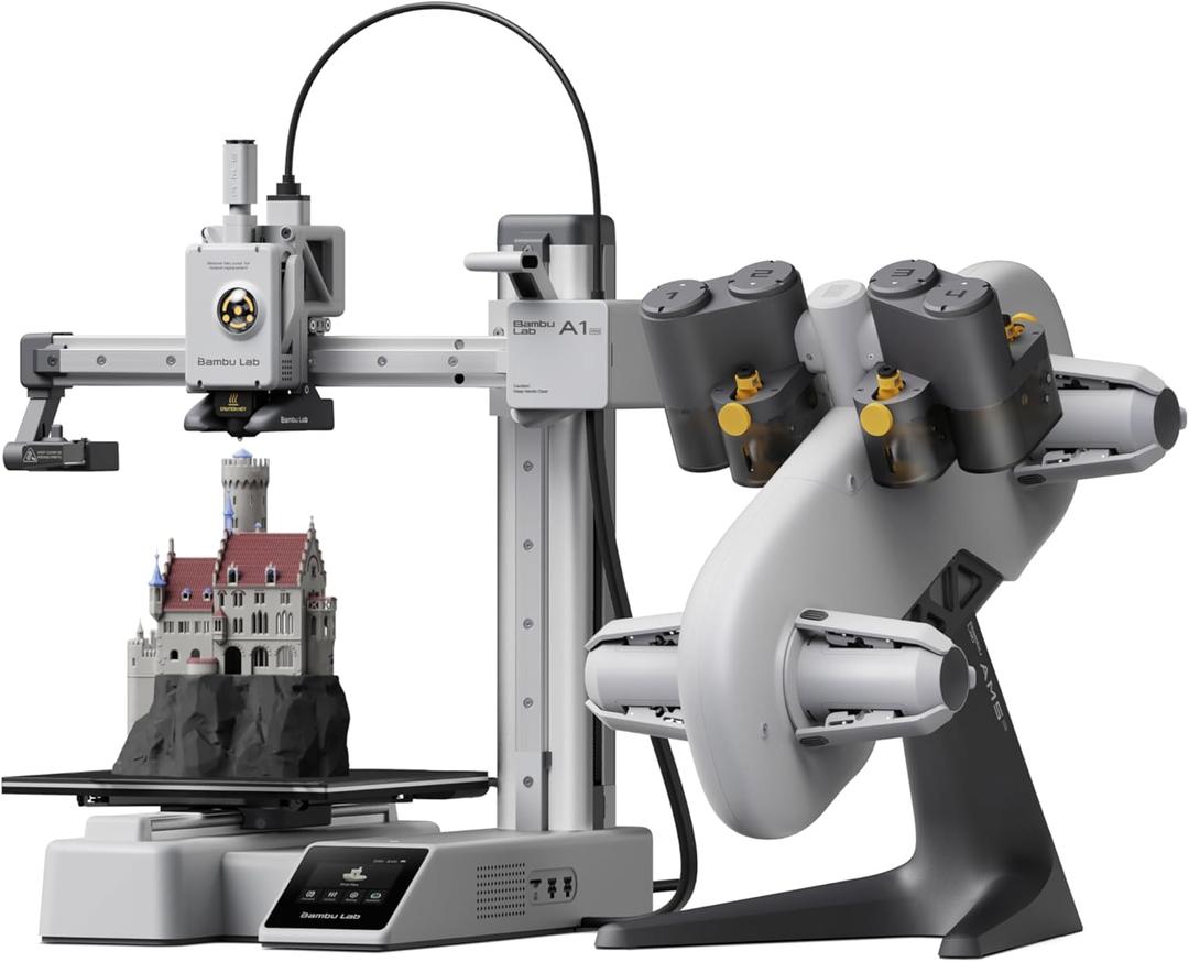 Bambu Lab A1 Mini Combo, A1 Mini 3D Printer and AMS lite, Support Multi-Color 3D Printing, High Speed & Precision, Full-Auto Calibration & Active Flow Rate Compensation, 48 dB Quiet FDM 3D Printers