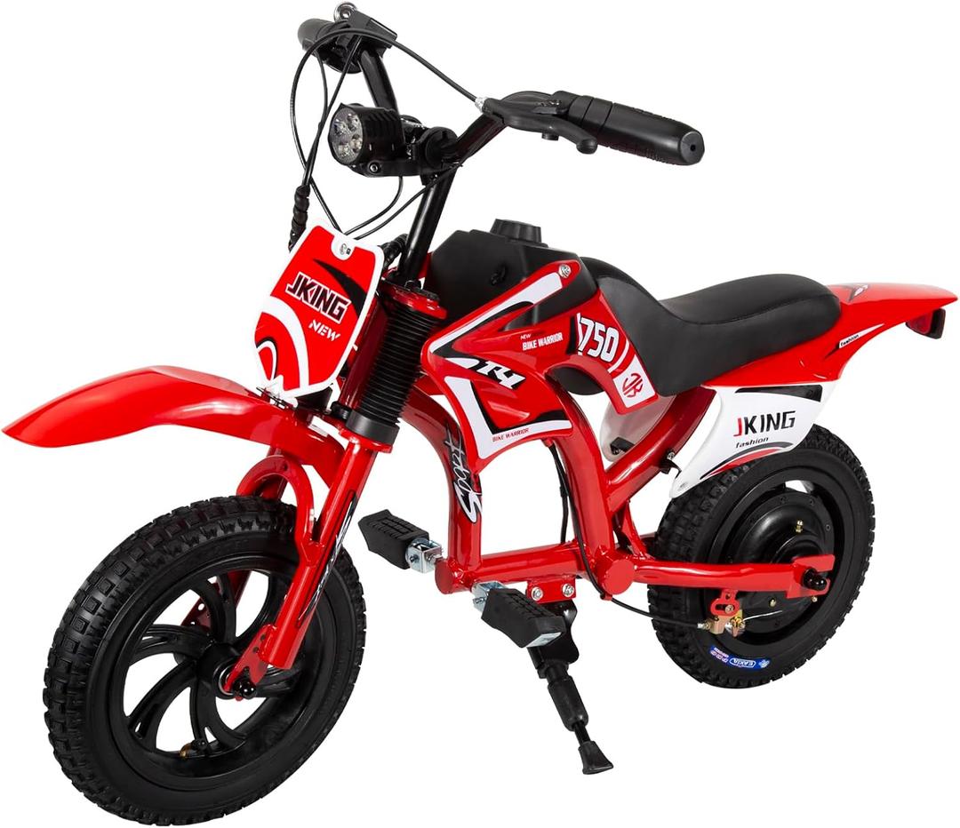 JKING Kids Motorcycle,C6 Kids Electric Dirt Bike,12-inch 160W brushless Motor,3-Speed LCD Display,10 MPH Top Speed,LED Brushless Controller + Moto Sound8 Miles Range,Red