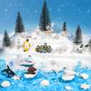 Warmtree 46 Pcs Arctic Animals Figurines Set Includes 22 Polar Bear Penguin Animals Figurines 6 Mini Pine Trees 18 Artificial Iceberg Fake Snow Ripple Water Sticker Ocean Habitat Diorama Supplies