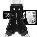 SD Card Reader for iPhone/ipad/Android/Mac/Computer/Camera,4 in1 Micro SD Card Reader Trail Camera Viewer, Portable Memory Card Reader SD Card Adapter for SD and TF Cards(Black)