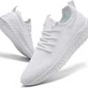 Womens Tennis Shoes Running Shoes - Gym Sneakers Shoes Walking Workout Shoes Non Slip Walking Athletic Slip on Breathable Mesh Comfortable Lightweight Casual Fashion Sports Shoes White Size 10