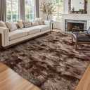6x9 Ft Large Shag Brown Area Rug for Living Room, Tie-Dyed Ultra Soft Fluffy Furry Rugs for Bedroom Indoor Floor, Aesthetic Carpet for Kids Home Decor (Coffee)