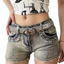 Bling Glitter Y2K Leather Belt for Women Girls Metal Star Buckle Waist Belt Waistband for Jeans Dresses