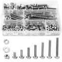 280PCs 1/4-20 Hex Bolts Screws Hex Nuts Flat Washers Lock Washer Kit, Stainless Steel 304, Fully Threaded Hex Bolt 1/4-20 x 1/2" 3/4" 1" 1-1/4" 1-1/2" 1-3/4" 2" Length