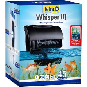 Tetra Whisper IQ Power Filter 45 Gallons, 215 GPH, With Stay Clean Technology