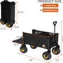 Heavy Duty Beach Wagon with Big Wheels for Sand, 10" Wheel Collapsible Wagons Foldable Large Wagon Cart Folding All Terrain for Camping