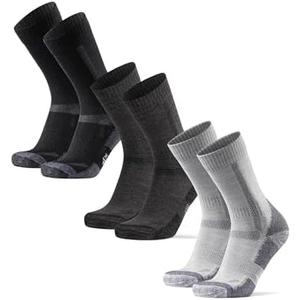DANISH ENDURANCE Merino Wool Hiking Crew Socks for Men & Women, Cushioned Anti-Blister, Breathable - 3 Pairs (Color: Multicolor (Black, Light Grey, Dark Grey/Black), Medium)