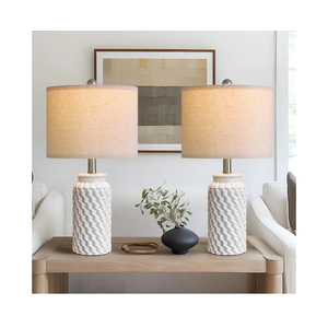 20.5" White Modern Ceramic Bedside Lamp Set of 2 for Bedroom Decor Farmhouse Table Lamp for Living Room Office Dorm