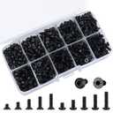 720 Pcs M3 Hex Socket Cap Bolts Screws Assortment Kit, Pan & Flat Head Hex Button Head Screws Assorted, Black Alloy Steel, M3x(4mm/6mm/8mm/10mm/12mm) (Black)