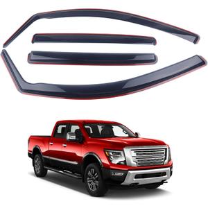 DOLKSN Smoke Black in-Channel Window Visor Window Deflectors Rain Guards Compatible with 2017-2024 Nissan Titan Crew Cab 4-Piece Set