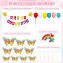 Happy Birthday Stars Banner Cake Topper - 23Pcs Butterfly Rainbow Cloud Balloon Cake Decoration for Baby Shower Birthday Party Cake Decor Supplies