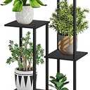 Yuanjimi 5 Tier Tall Plant Stand for Indoor Outdoor, Corner Plant Shelf for Multiple Plants, Metal Flower Pot Holder Display Stand for Living Room, Patio, Balcony (Black)